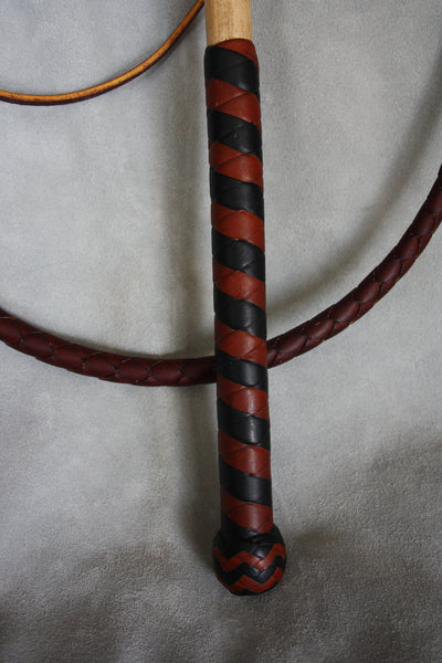 4 Strand Stockwhip with Two Tone Half Plait Handle.