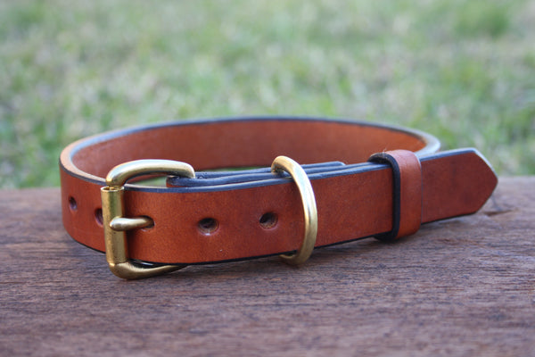 Dog Collar in London Tan with Solid Brass Hardware