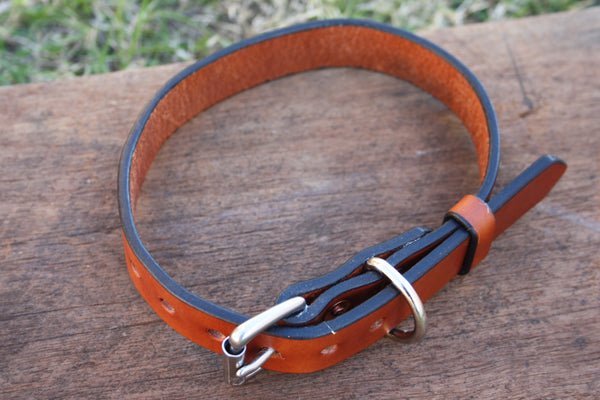 Dog Collar in London Tan with Stainless Steel Hardware