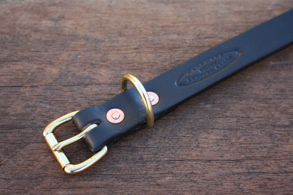 Dog Collar in Black with Solid Brass Hardware