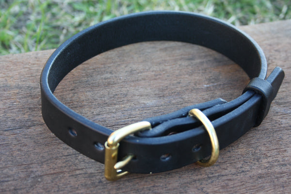 Dog Collar in Black with Solid Brass Hardware