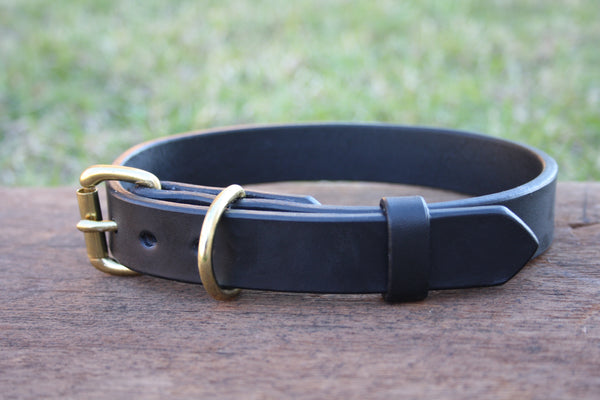 Dog Collar in Black with Solid Brass Hardware