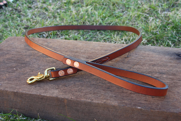 Dog Lead in London Tan with Solid Brass Hardware