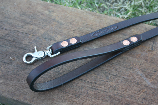 Dog Lead in Rich Brown with Stainless Steel Hardware