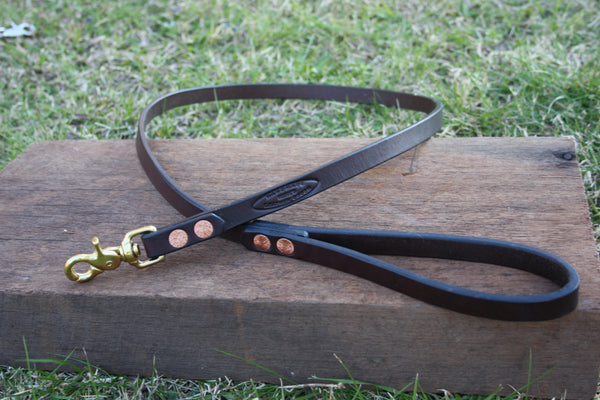 Dog Lead in Rich Brown with Soild Brass Hardware