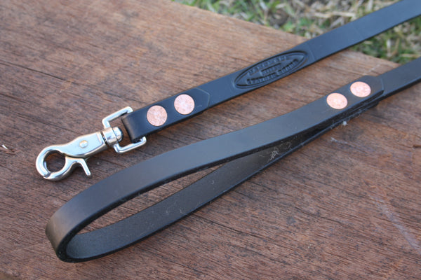 Dog Lead in Black with Stainless Steel Hardware
