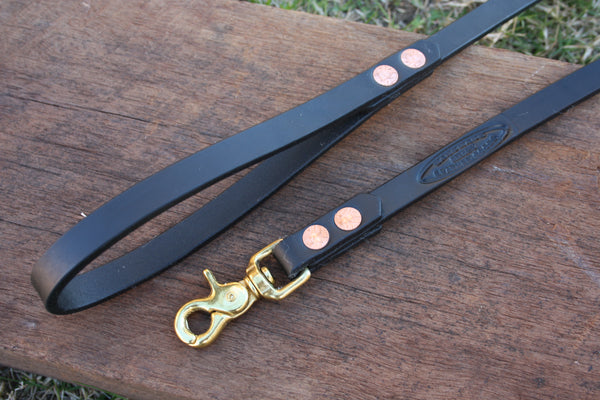 Dog Lead in Black with Solid Brass Hardware