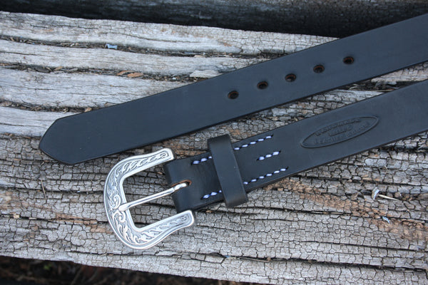 Stainless Steel Engraved Bridle Leather Belt