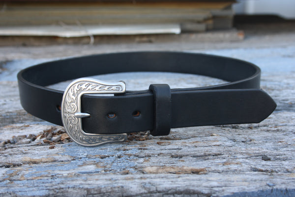 Stainless Steel Engraved Bridle Leather Belt