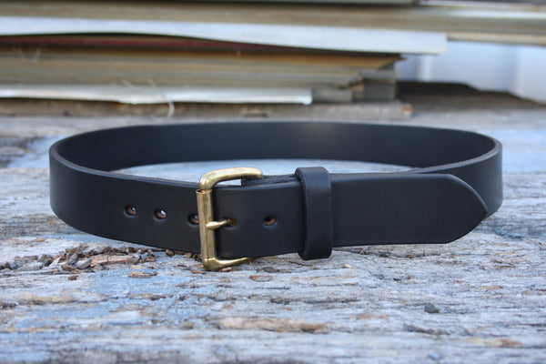 Solid Brass Roller Buckle Bridle Leather Belt
