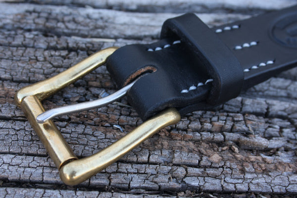 Solid Brass West End Roller Bridle Leather Belt