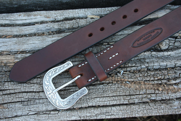 Stainless Steel Engraved Bridle Leather Belt