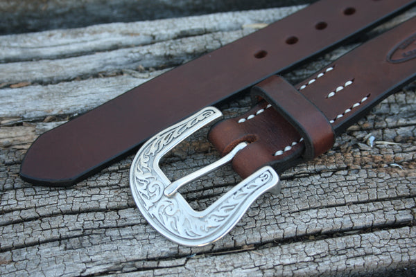 Stainless Steel Engraved Bridle Leather Belt