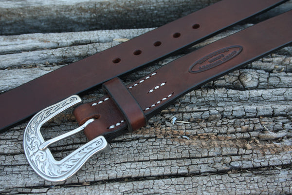 Stainless Steel Engraved Bridle Leather Belt
