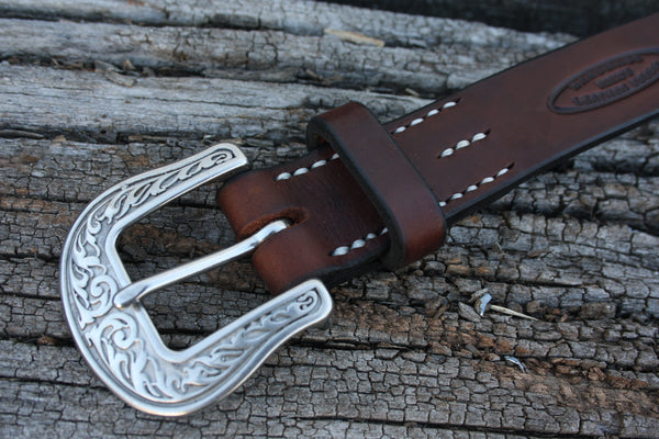 Stainless Steel Engraved Bridle Leather Belt
