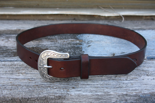 Stainless Steel Engraved Bridle Leather Belt