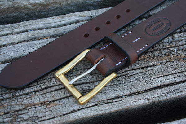 Solid Brass West End Roller Bridle Leather Belt