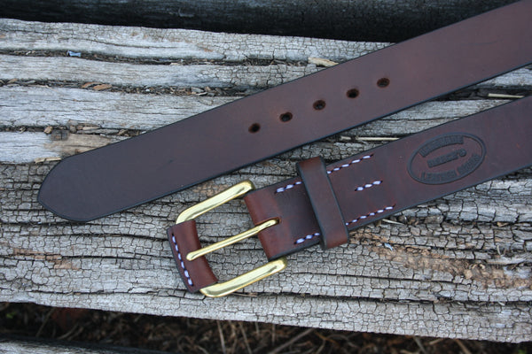 Solid Brass West End Bridle Leather Belt