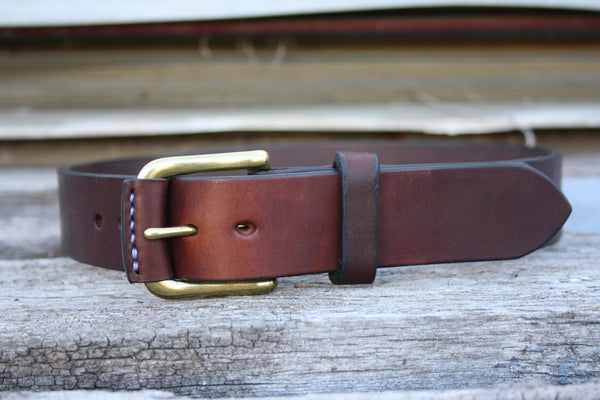 Solid Brass West End Bridle Leather Belt