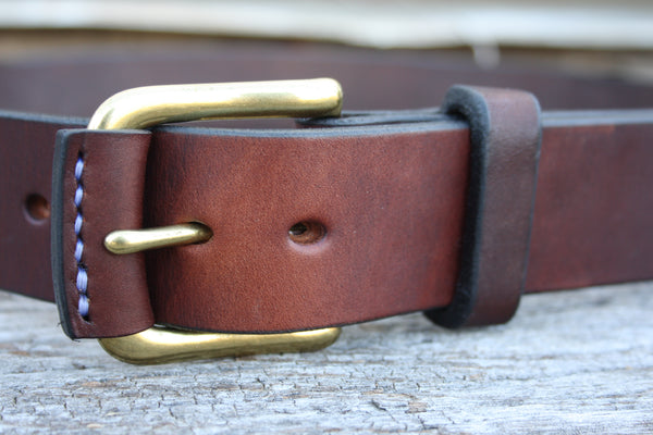 Solid Brass West End Bridle Leather Belt