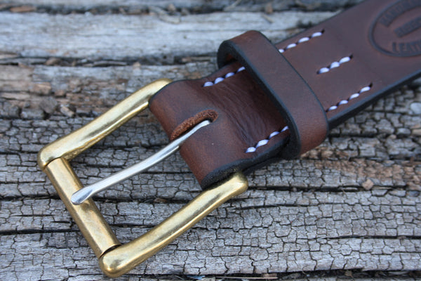 Solid Brass West End Roller Bridle Leather Belt