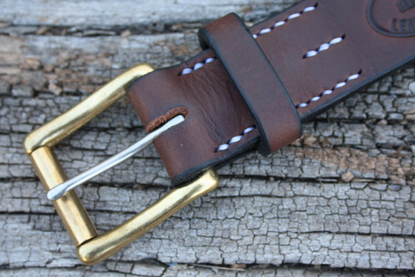 Solid Brass West End Roller Bridle Leather Belt
