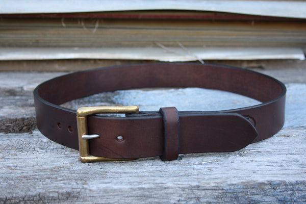 Solid Brass West End Roller Bridle Leather Belt