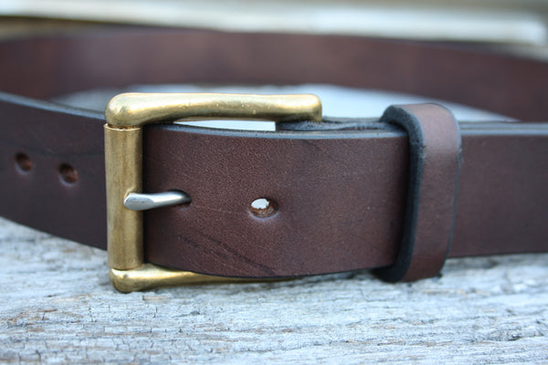 Solid Brass West End Roller Bridle Leather Belt
