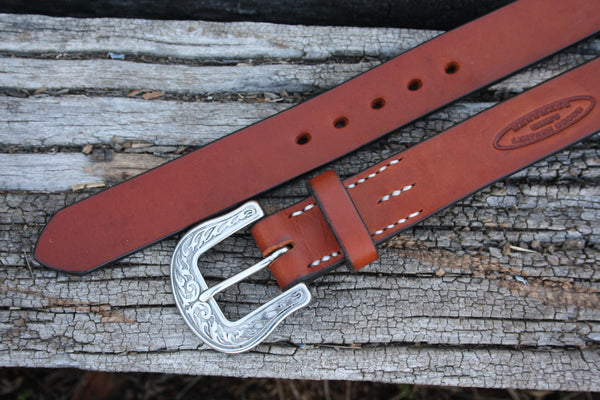 Stainless Steel Engraved Bridle Leather Belt