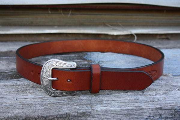 Stainless Steel Engraved Bridle Leather Belt