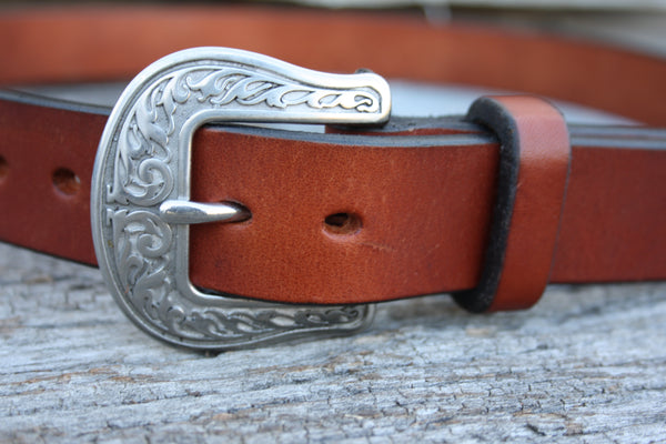 Stainless Steel Engraved Bridle Leather Belt