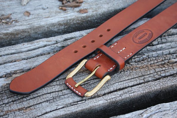 Solid Brass West End Bridle Leather Belt
