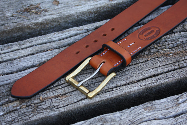 Solid Brass West End Roller Bridle Leather Belt