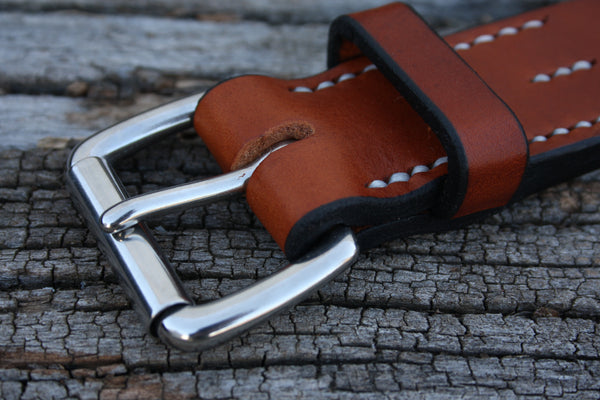 Stainless Steel Roller Buckle Bridle Leather Belt