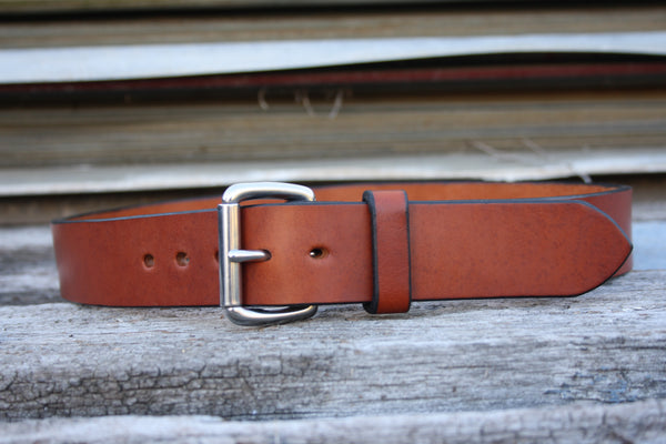 Stainless Steel Roller Buckle Bridle Leather Belt