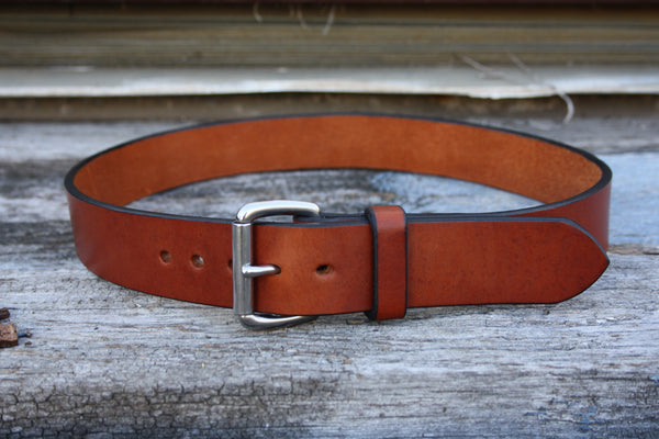 Stainless Steel Roller Buckle Bridle Leather Belt