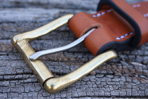 Solid Brass West End Roller Bridle Leather Belt