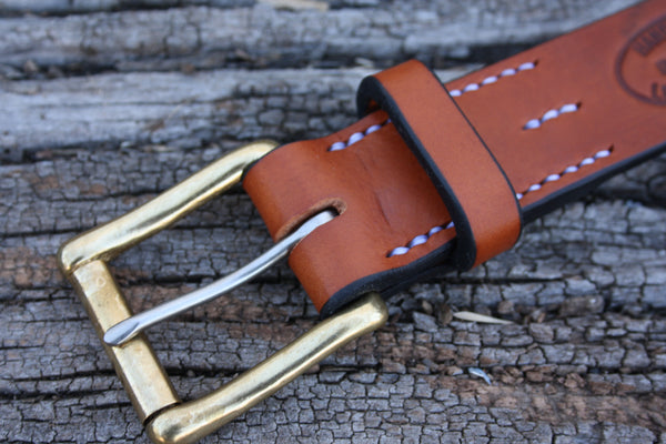Solid Brass West End Roller Bridle Leather Belt