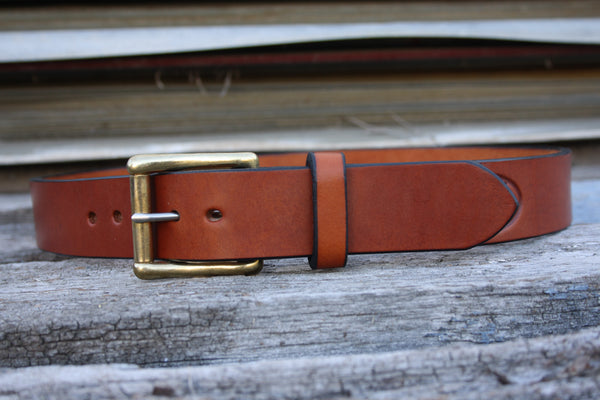 Solid Brass West End Roller Bridle Leather Belt