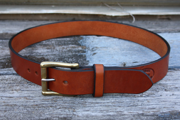Solid Brass West End Roller Bridle Leather Belt